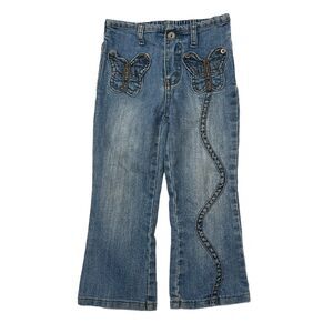 Zana Di VTG 90s Butterfly Pockets Bootcut Jeans Medium Wash Girls 3T